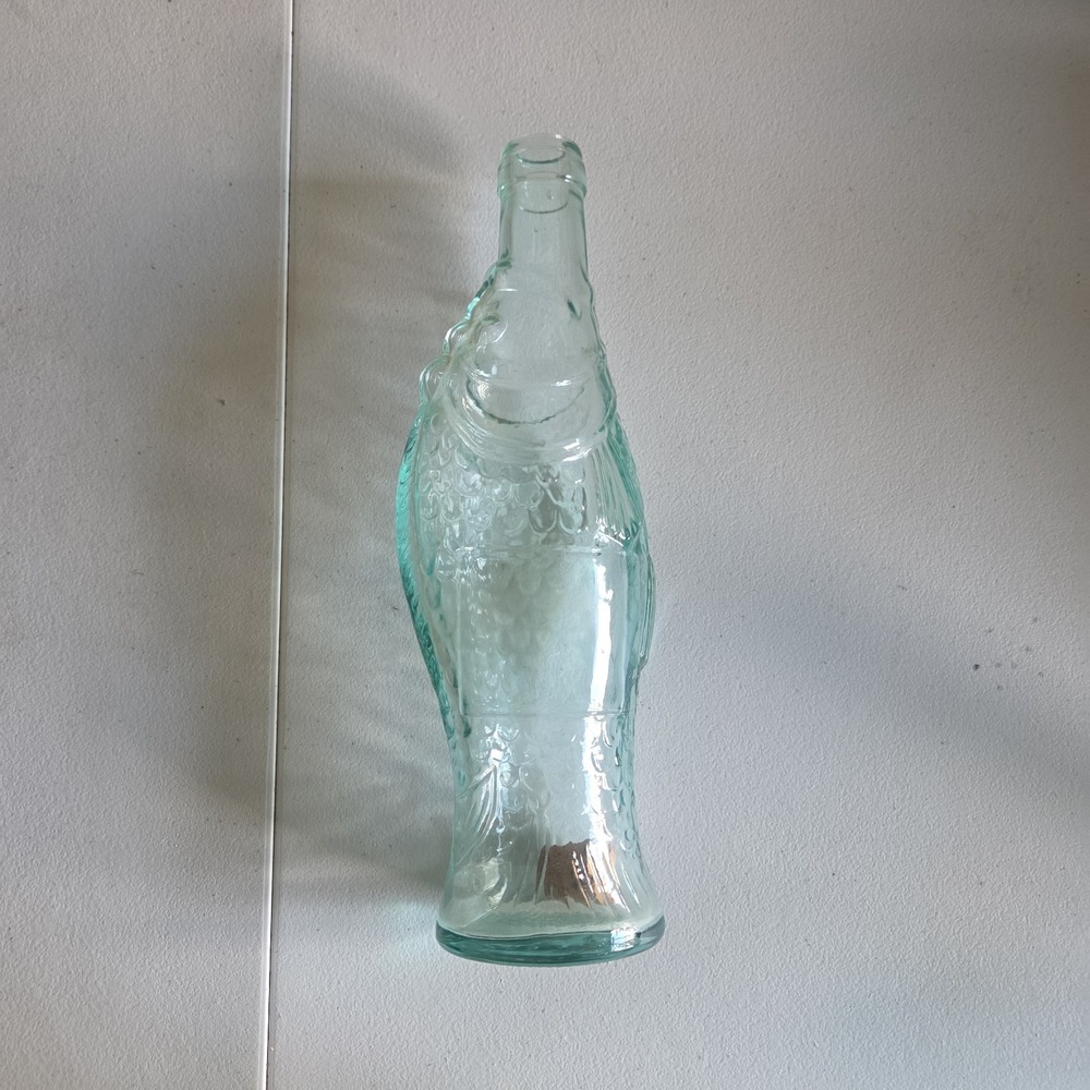 Aqua Glass Vintage Fish Wine Bottle Italy